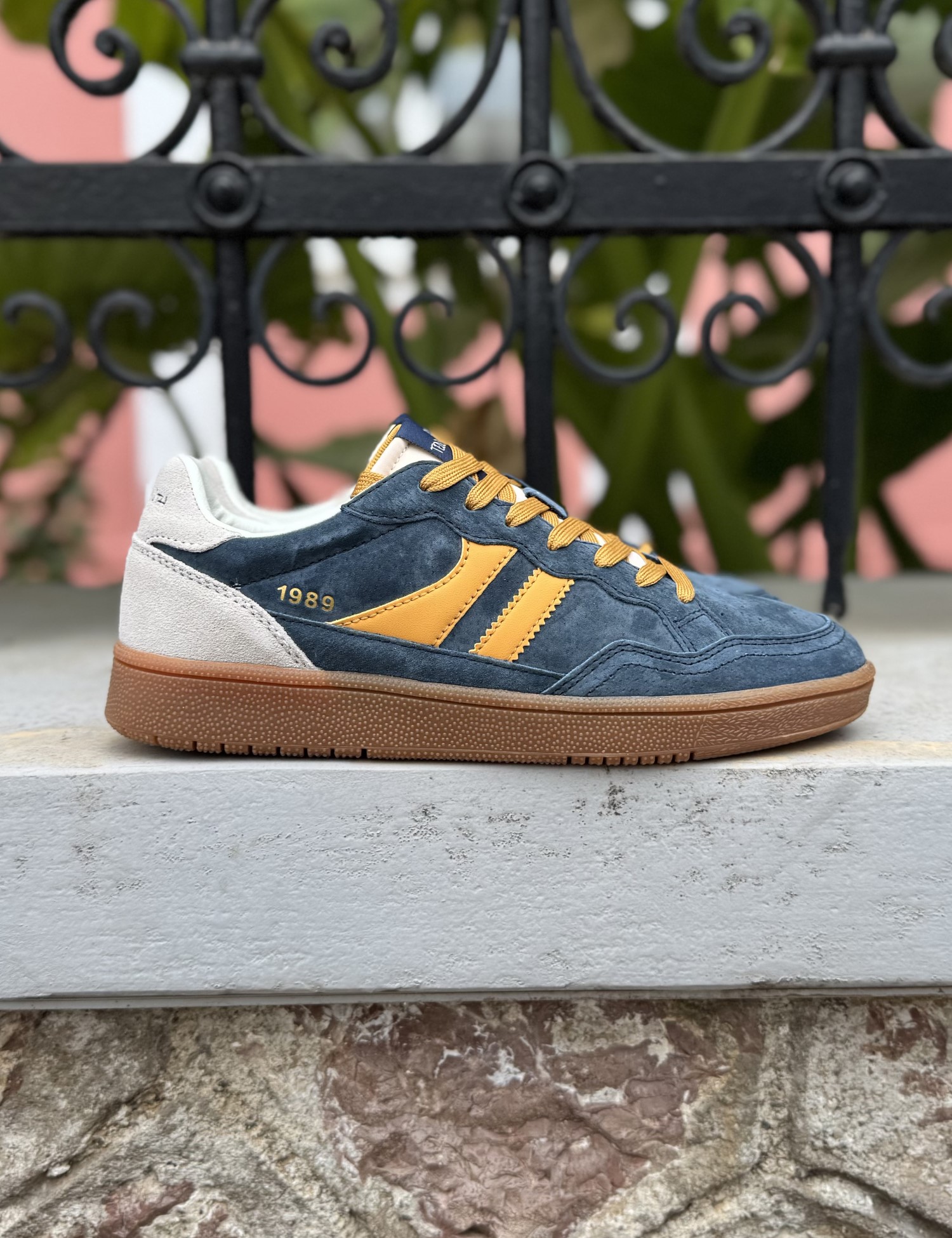 Teddy Smith ανδρικά μπλε sneakers με κίτρινες λεπτομέρειες 120595B - Teddy Smith - 